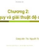 Bài giảng Cấu trúc dữ liệu và giải thuật: Chương 2 - ThS. Nguyễn Thị Khiêm Hòa (ĐH Ngân hàng TP.HCM)