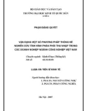 Luận án Tiến sĩ Kinh tế: Vận dụng một số phương pháp thống kê nghiên cứu tình hình phân phối thu nhập trong các doanh nghiệp ngành Công nghiệp Việt Nam