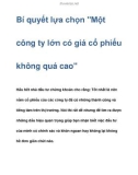 Bí quyết lựa chọn Một công ty lớn có giá cổ phiếu không quá cao