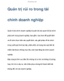 Quản trị rủi ro trong tài chính doanh nghiệp