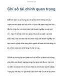 Chỉ số tài chính quan trọng