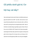 Cổ phiếu dưới giá trị: Cơ hội hay cái bẫy?