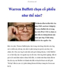 Warren Buffett chọn cổ phiếu như thế nào?