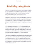 Bán khống chứng khoán