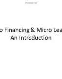 Lecture Micro financing and micro leasing - An Introduction - Lecture 1