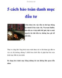 5 cách bảo toàn danh mục đầu tư