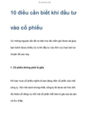 10 điều cần biết khi đầu tư vào cổ phiếu