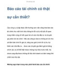 Báo cáo tài chính có thật sự là cần thiết?