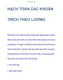 HẠCH TOÁN MỘT SỐ KHOẢN TRÍCH THEO LƯƠNG