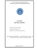 Giáo trình Kế toán chi phí (Nghề: Kế toán - CĐ/TC): Phần 1 - Trường Cao đẳng Nghề Đồng Tháp