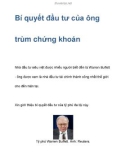 Bí quyết đầu tư của ông trùm chứng khoán