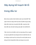 Xây dựng kế hoạch lãi lỗ trong đầu tư