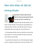 Góc nhìn khác về 'đội lái' chứng khoán