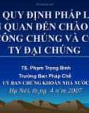 Các quy định pháp luật liên quan đến chào bán ra công chúng và cong ty đại chúng