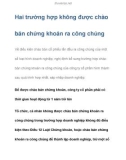 Hai trường hợp không được chào bán chứng khoán ra công chúng