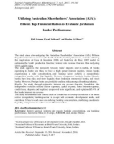 Utilizing australian shareholders association (ASA): Fifteen top financial ratios to evaluate Jordanian banks performance