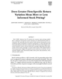 DOES GREATER FIRM-SPECIFIC RETURN VARIATION MEAN MORE OR LESS INFORMED STOCK PRICING?