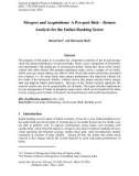 Mergers and acquisitions: a pre-post risk – return analysis for the Indian banking sector