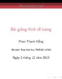 Bài giảng Kinh tế lượng: Bài 3 - Phan Thanh Hồng (ĐH Thăng Long)