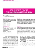 Các hình thức pháp lý của loại hình công ty đối nhân