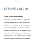 Lý Thuyết Lựa Chọn Cân bằng tiêu dùng