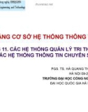 Bài giảng Cơ sở hệ thống thông tin: Chương 11 - PGS.TS. Hà Quang Thụy