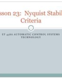 Lecture Automatic control systems technology - Lesson 23: Nyquist stability criteria