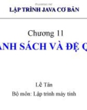 Bài giảng Lập trình Java cơ bản: Chương 11 - Lê Tân