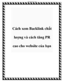 Cách xem Backlink chất lượng và cách tăng PR cao cho website của bạn