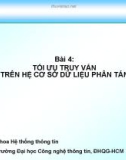 Bài giảng Cơ sở dữ liệu nâng cao: Bài 4 - PGS.TS. Đỗ Phúc