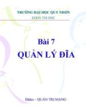 Bài giảng Quản trị mạng: Bài 7 - ĐH Quy Nhơn