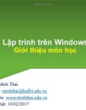 Bài giảng Lập trình trên Windows: Giới thiệu môn học - Trần Minh Thái