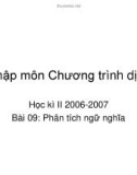 Nhập môn Chương trình dịch - Bài 9