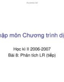 Nhập môn Chương trình dịch - Bài 8