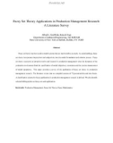 Fuzzy Set Theory Applications in Production Management Research: A Literature Survey