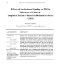 Effects of institutional quality on FDI in provinces of Vietnam: Empirical evidence based on differenced panel GMM