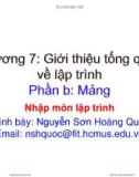 Bài giảng Nhập môn lập trình: Chương 7B - Nguyễn Sơn Hoàng Quốc