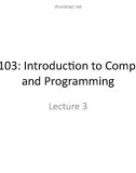 Lecture Introduction to computer and programming - Lecture No 3