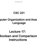 Lecture Computer organization and assembly language - Lecture 17: Boolean and Comparison Instructions