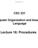 Lecture Computer organization and assembly language - Lecture 16: Procedures