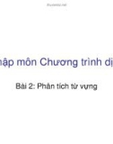 Nhập môn Chương trình dịch - Bài 2