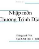 Bài giảng Nhập môn chương trình dịch: Chương 1 - Hoàng Anh Việt