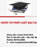 Bài giảng Nhà nước và pháp luật đại cương - Chương 1: Giới thiệu chung về môn học (Lương Thanh Bình)