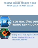 Bài giảng Tin học ứng dụng trong kinh doanh 2: Chương mở đầu - ThS. Nguyễn Minh Thành