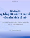 Bài giảng 20: Ngang bằng lãi suất và các vấn đề của nền kinh tế mở (Học kỳ Thu 2014-2015) - Đỗ Thiên Anh Tuấn