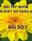 Bài tập nhóm môn xuất xứ hàng hóa - bài số 7