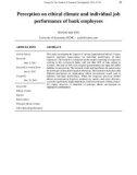 Perception on ethical climate and individual job performance of bank employees