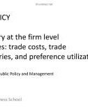 Trade policy: Lecture 5 - Trade theory at the firm level (New themes: trade costs, trade intermediaries, and preference utilization)