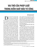 Vai trò của pháp luật trong kiểm soát đầu tư công