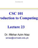 Lecture Introduction to computing - Lecture 23